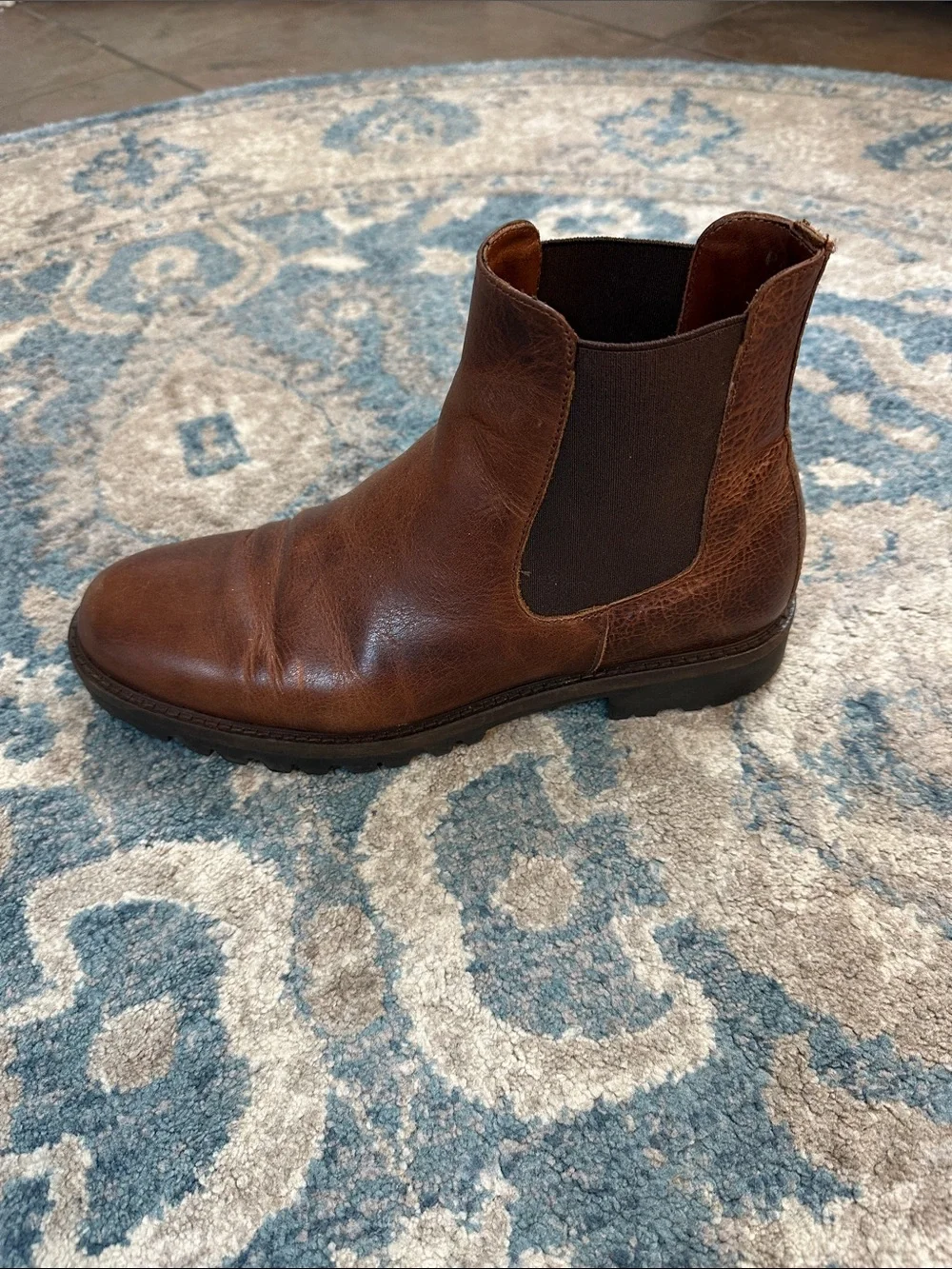 Men's Patina Brown Leather Slip-On Chelsea Boots